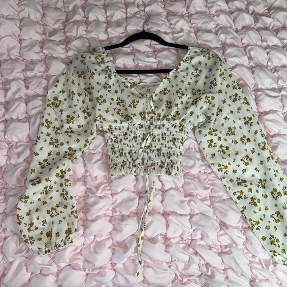 Floral Long Sleeve Crop Top